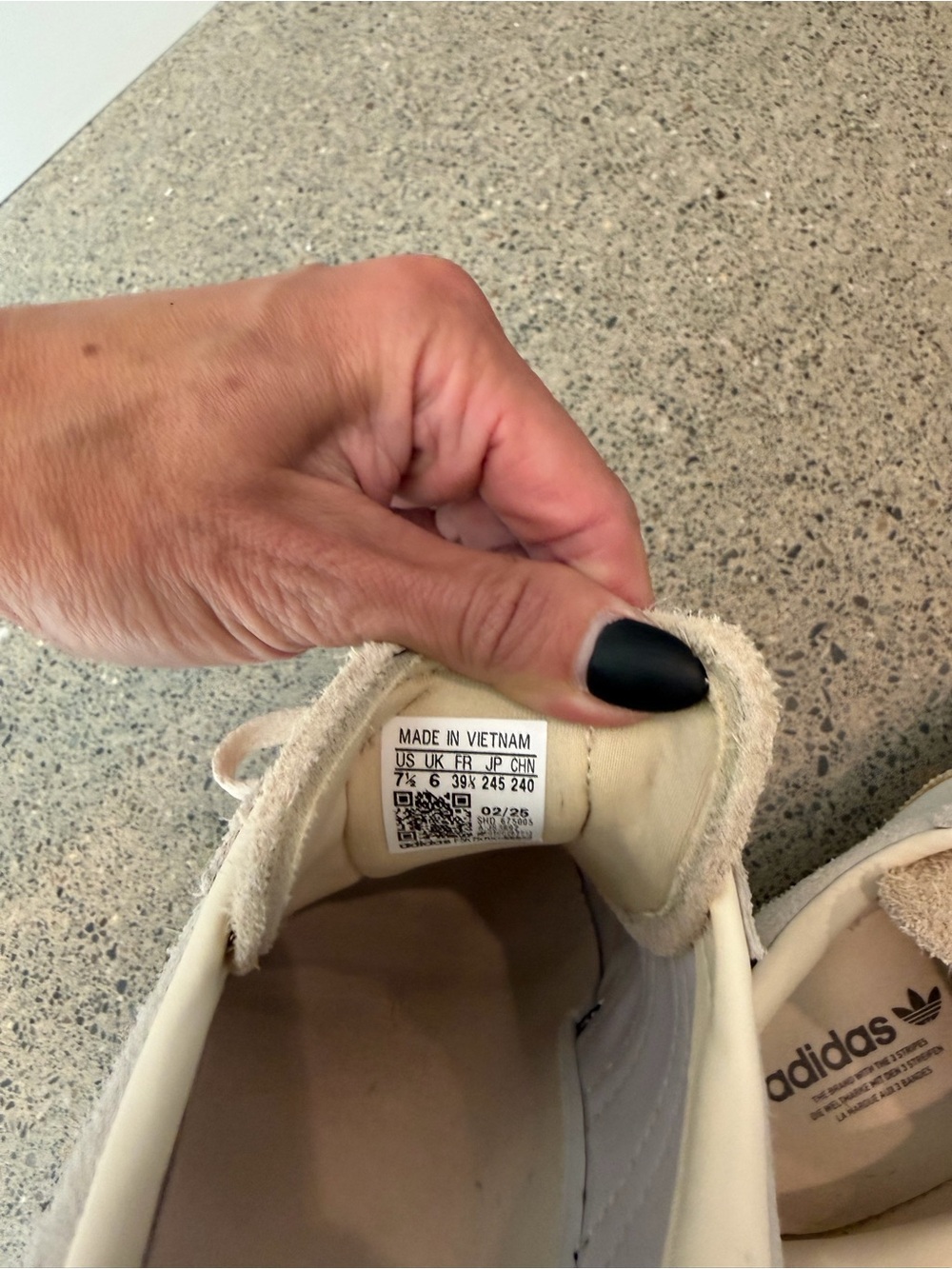 adidas Cream Suede Platform Sneakers with Black Accents - Picture 3 of 3